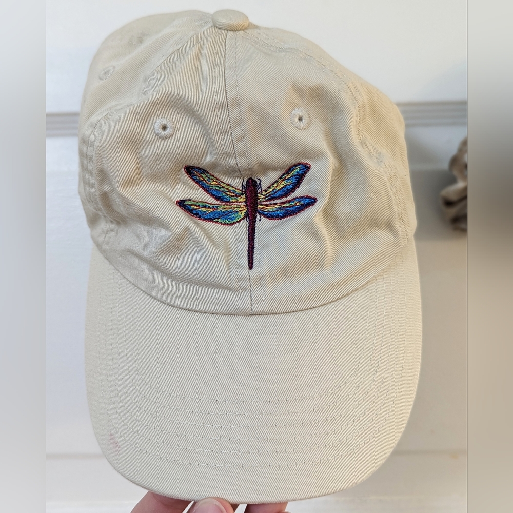 Adorable embroidered handmade dragonfly dad baseball hat NWOT